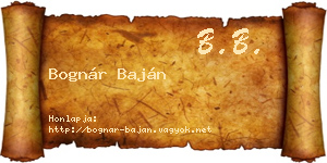 Bognár Baján névjegykártya